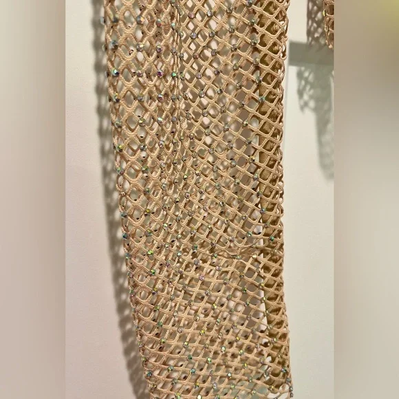 Anthropologie Sunday in Brooklyn Mesh Sparkle Top in Sand Beige - Picture 4 of 8